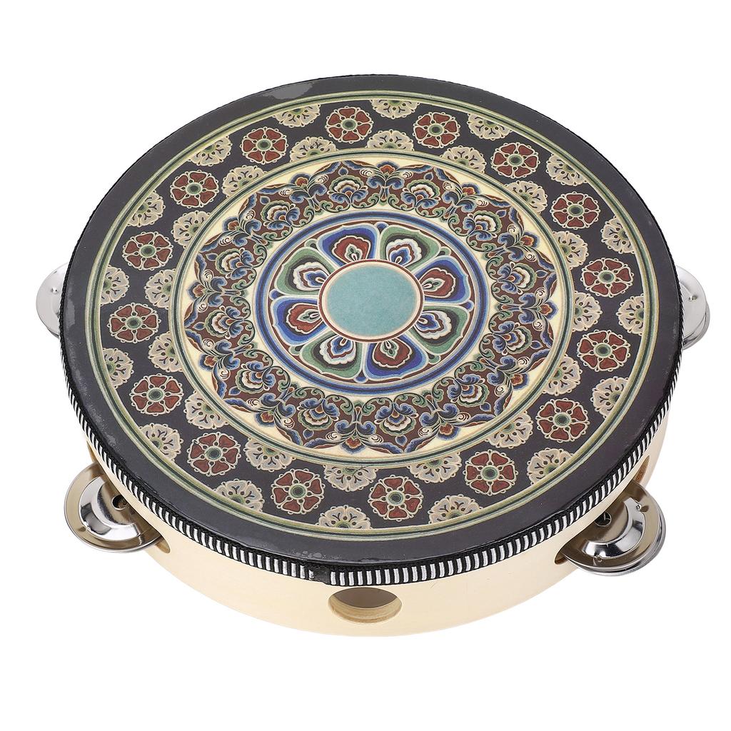 Hand Held Wood Tambourine 8 Inch Jingles Musical Educational Instrument for Adult and Children