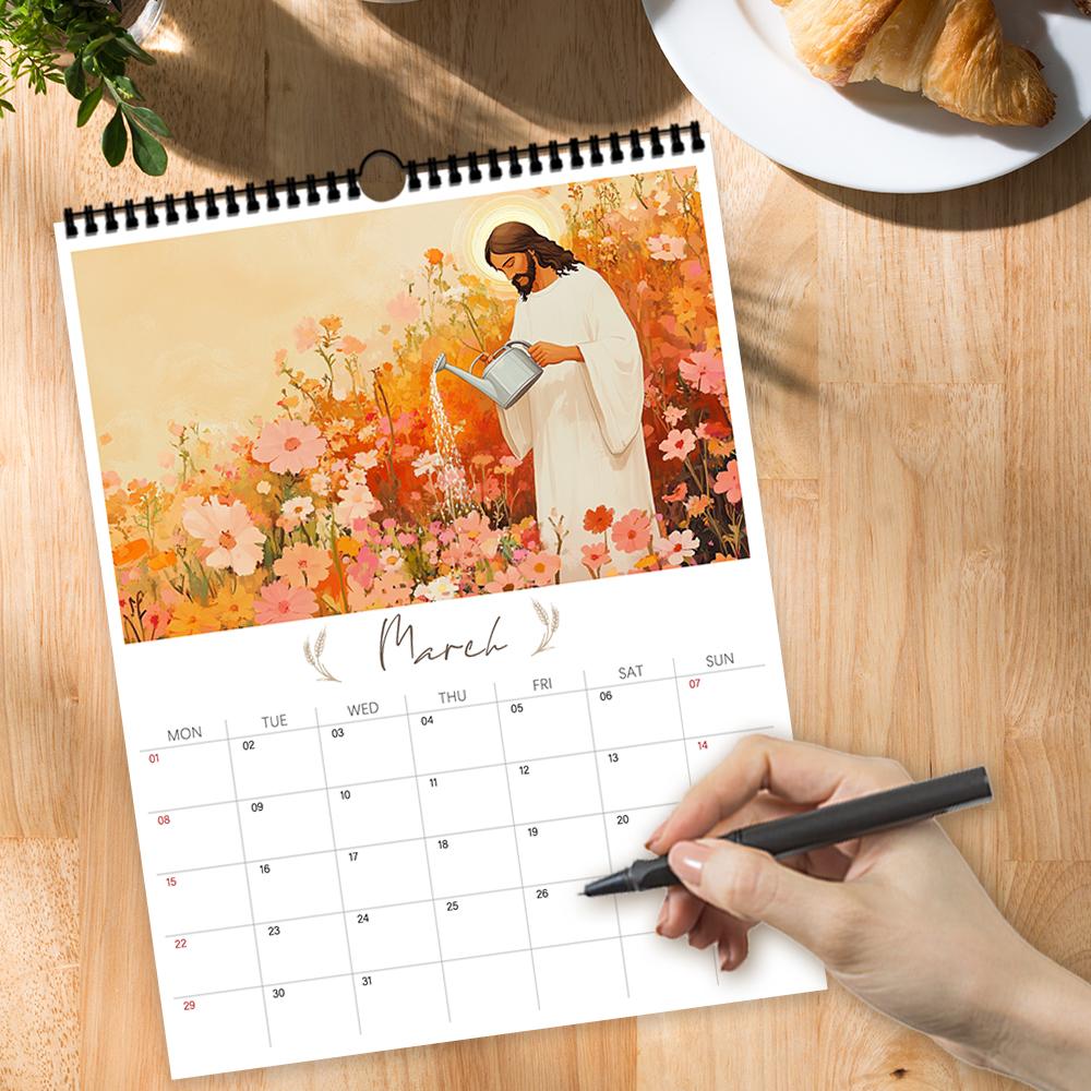 1 шт. Настенный календарь 2026, Тема Рождества Иисуса, Религиозный подарок, 12 красивых дизайнов, Идеально подходит для Дня рождения, Рождества, Нового года