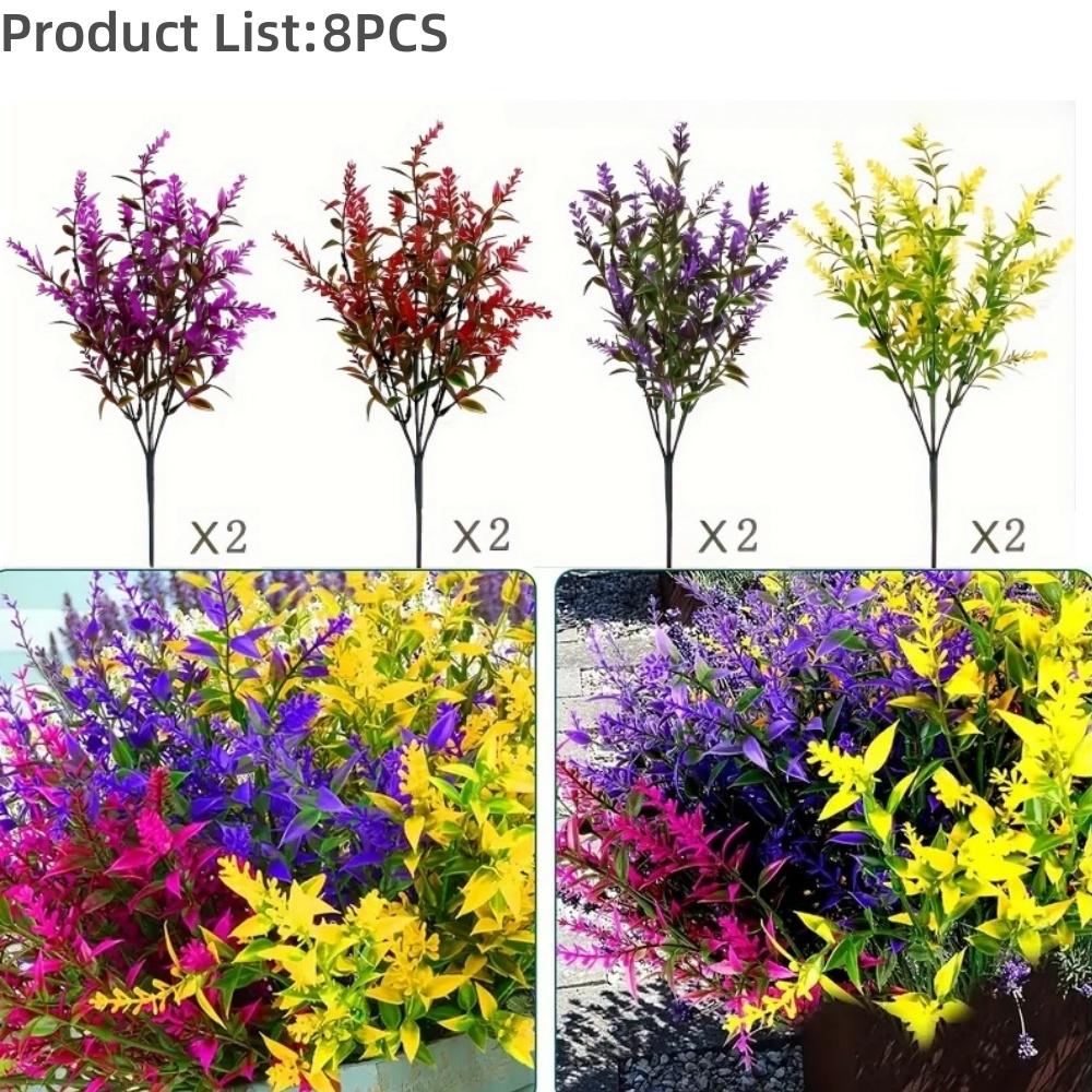 UV-Resistant Artificial Lavender Bouquets - Vibrant  Floral Arrangements for Outdoor Garden, Porch, Window Sill, Home Decor