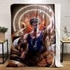 Stylized Anime Character with Halo Design Flannel blanket for bedroom, living room, sofa, and nap sofas