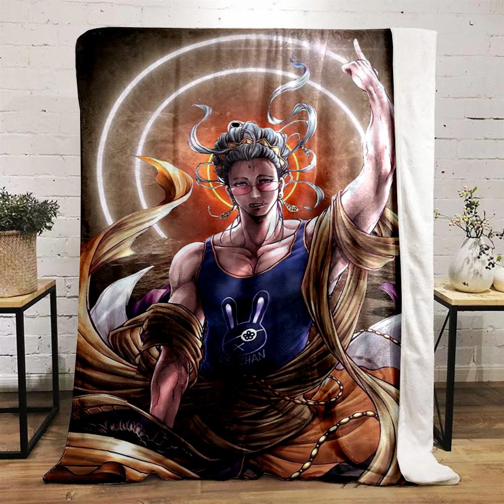 Stylized Anime Character with Halo Design Flannel blanket for bedroom, living room, sofa, and nap sofas
