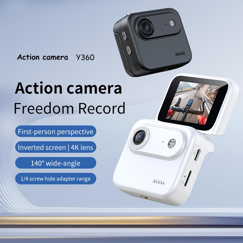 Экшн-камера Y360 с откидным экраном, запись 4K Ultra HD, стабилизация изображения для VLOG, широкоугольный объектив, камера для велоспорта