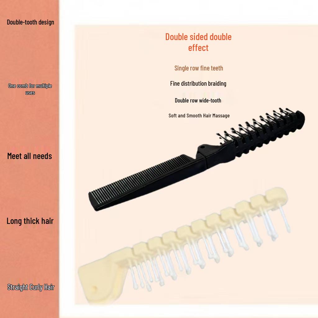 Portable Double-Sided Folding Comb with Dense & Sparse Teeth - Durable Hair Care Solution