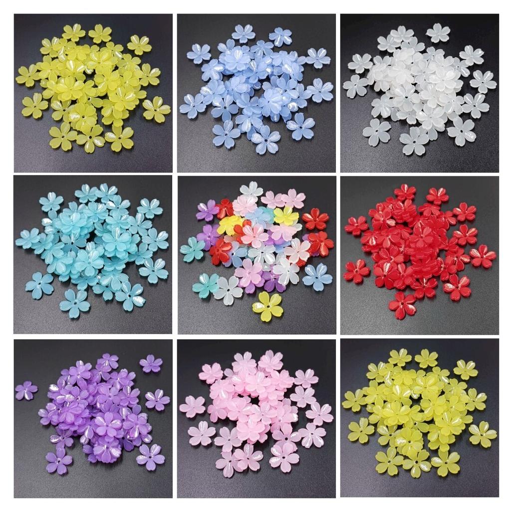 Hanmade Fashion Jewelry Accessories 20pcs Hair Accessories Making DIY Handmade Material Receptacle 5 Petals Flower Jelly Color