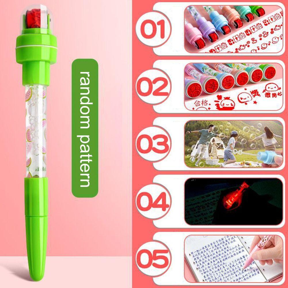 Ручка-барботер Fidget со штампом и световым пузырем Ручка-роллер для выдувания пузырей Креативная печать Ручка-штамп для школы