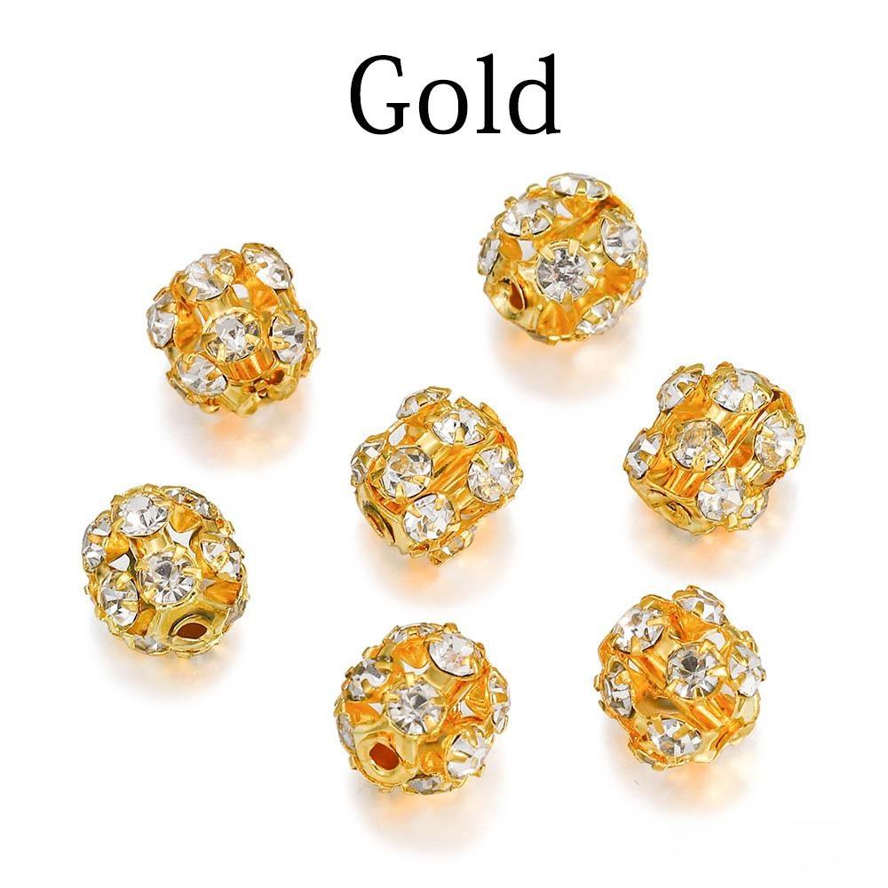 30 шт./лот, стеклянные шарики со стразами и медью, имитирующие кристалл, круглые проставки, свободные бусины для браслета, принадлежности для изготовления ювелирных изделий
