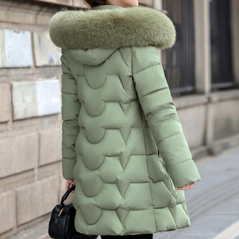 Fashion Winter Coat Female Long Parkas Hooded Faux Fur Collar Loose Thick Women's Jackets
