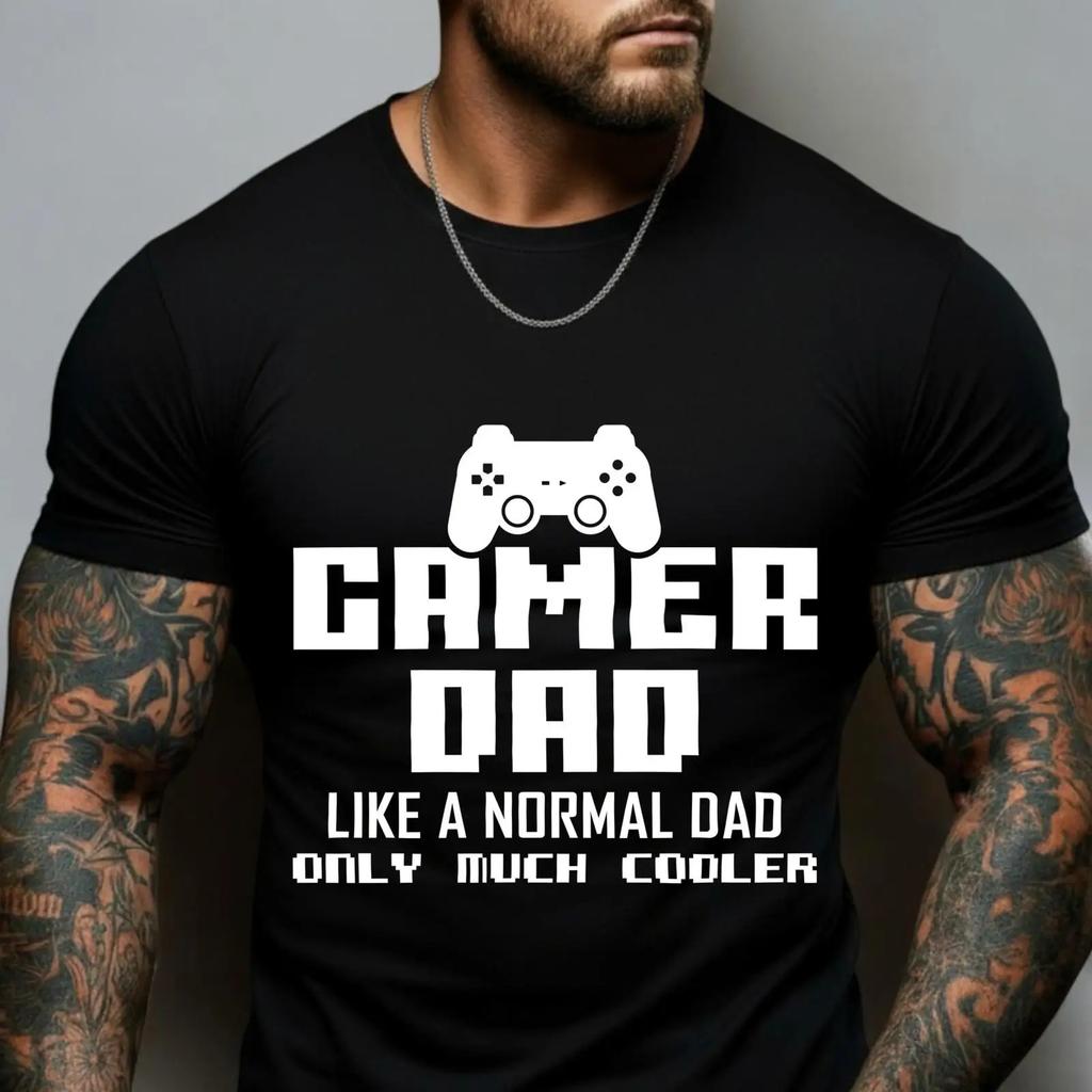 Gamer Dad T Shirt Funny Video Game Controller Cool Fathers Day for Gaming Lover Daddy Casual vintage Washed Soft Slightly