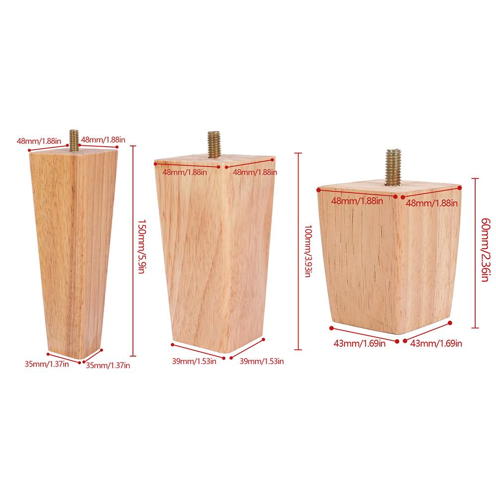 4 шт. 6/10/15 см ножки для мебели из цельного дерева диваны шкафы квадратные кровати стол стулья сменные ножки аксессуары для домашней мебели