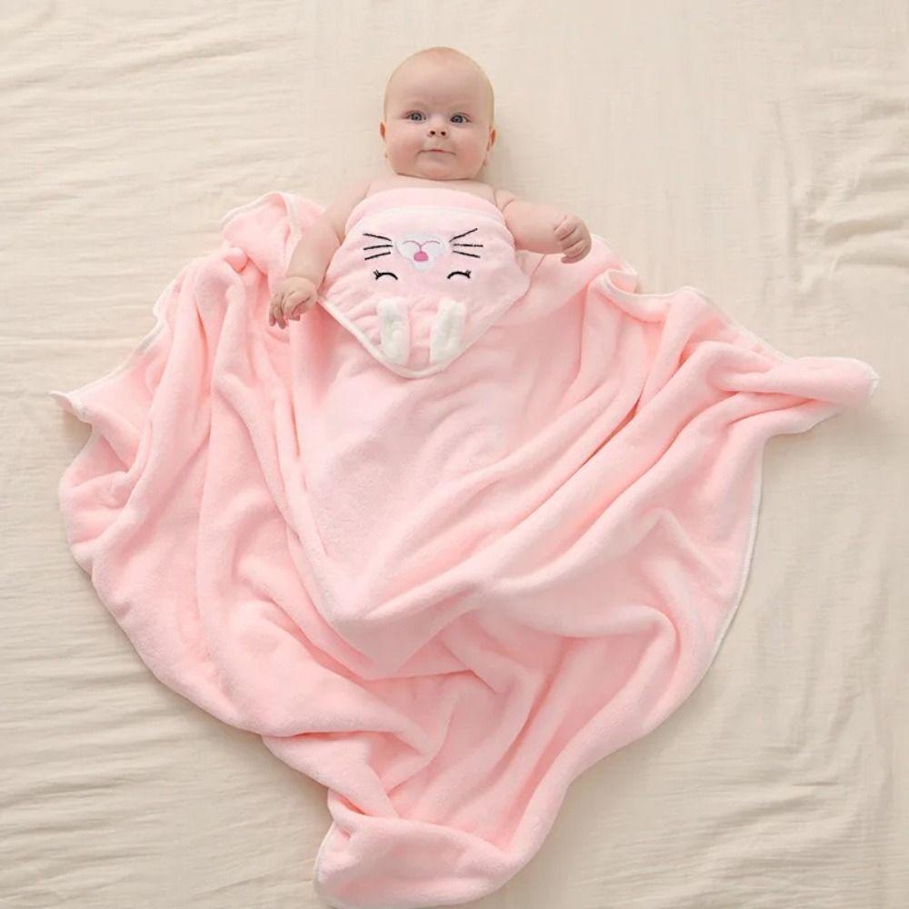 Hooded Baby Bath Towels 80x80cm Toddler Bathrobe Sleeping Swaddle Wrap Newborn Towel Girls