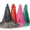Stage Costume Shiny Hot Stamped Sequins Hooded Cape Halloween Cape Trailing Cosplay Costume Shawl *