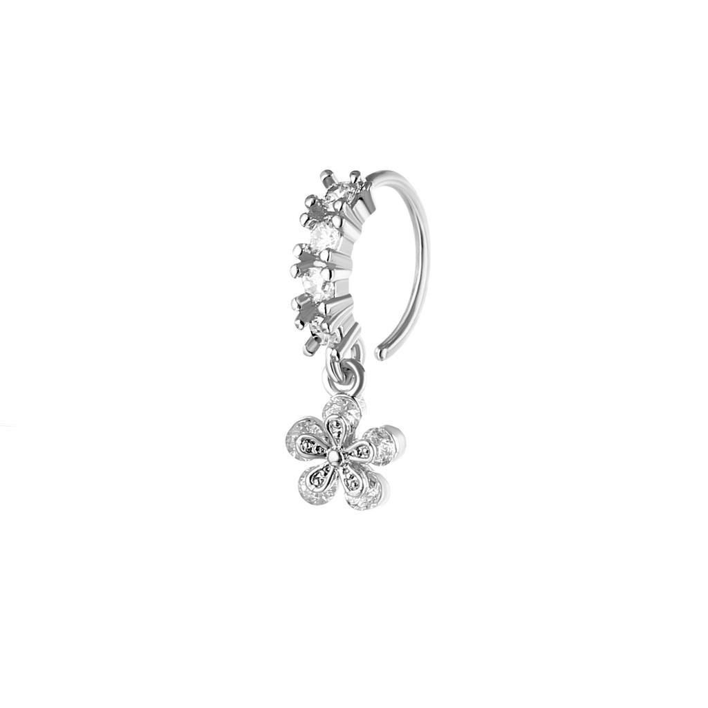 Lady's pierced ear piercing, Zircon cross nose stud, butterfly nose ring piercing, nose jewelry