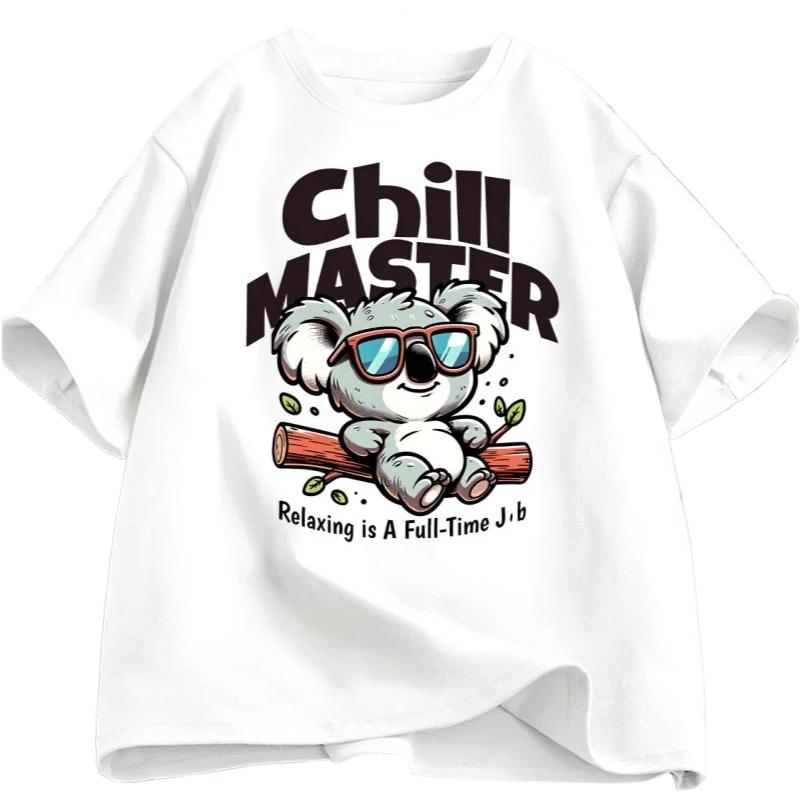 Chill Master Koala T Shirt Funny Koala Graphic Tee Animal Lover Gift Women Summer Casual T-shirt Women Clothing Personality Y2K
