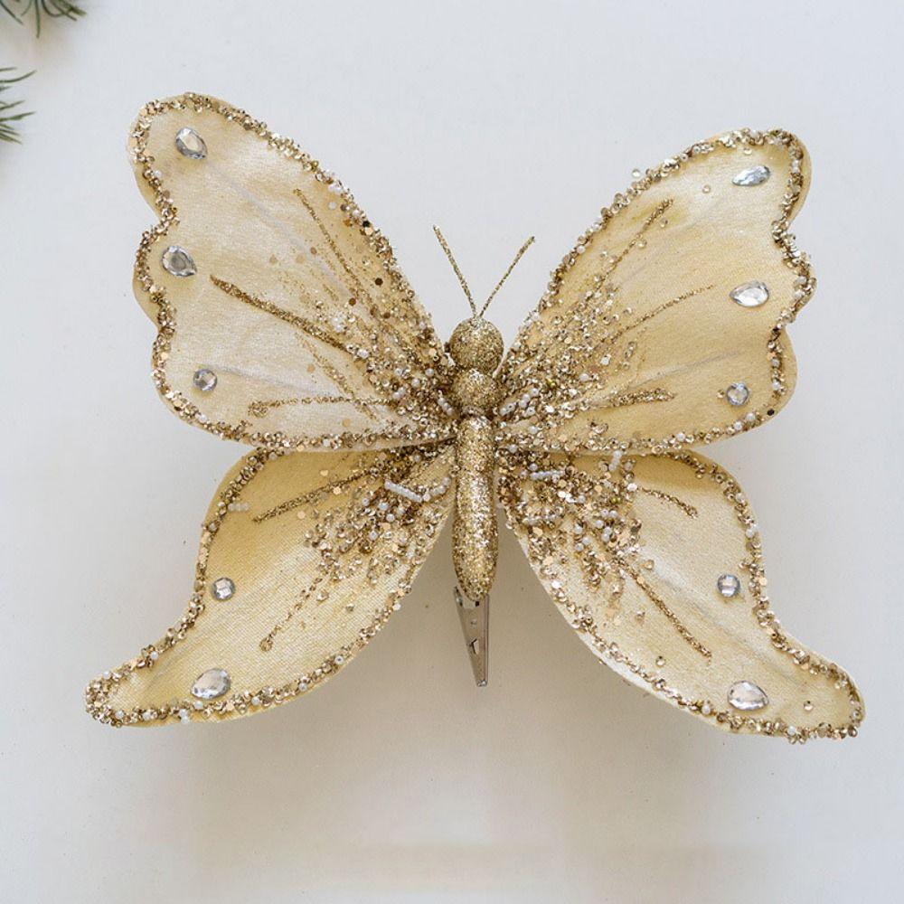 Handmade Christmas Butterfly Pendant With Clip Christmas Tree Pendant Party Supplies