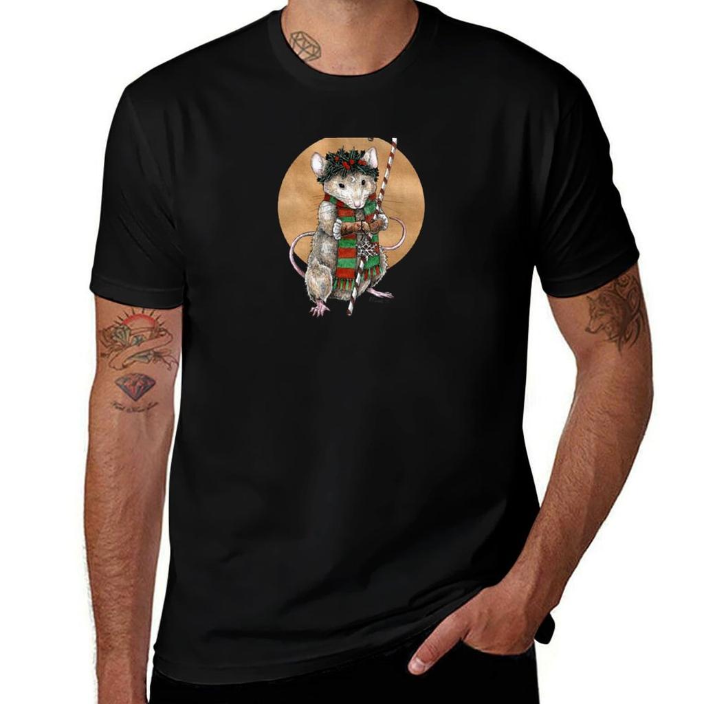 Yuletide Mouse Tshirt Relaxed Casual Short Sleeve Tee