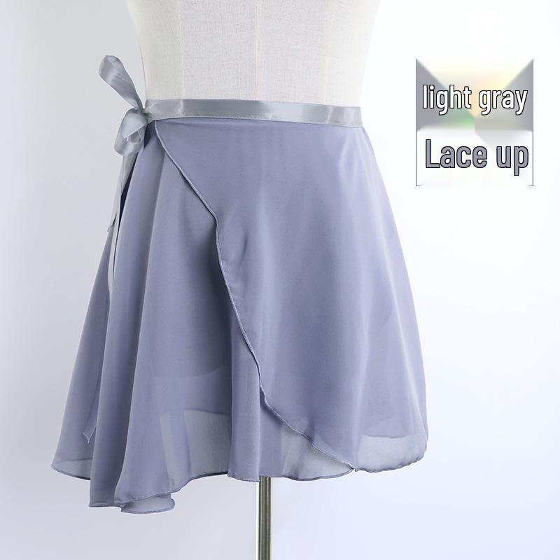 Взрослая шифоновая сетчатая балетная юбка - средней длины, большой клёш, цельная на завязках