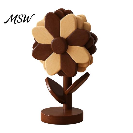 Insulated Trays for Hot Pans Sunflower Trivets Dishes, Heat Resistant Beech Wood Pot Holder, Unique Wedding Gifts Kitchen Decorative Tree Stand Table