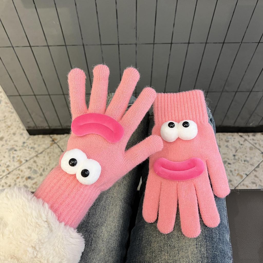 Gloves for Women In Winter New Cute Funny Ugly Cute Warm and Velvet Knitted Gloves for Cycling In Winter Cold and Cold
