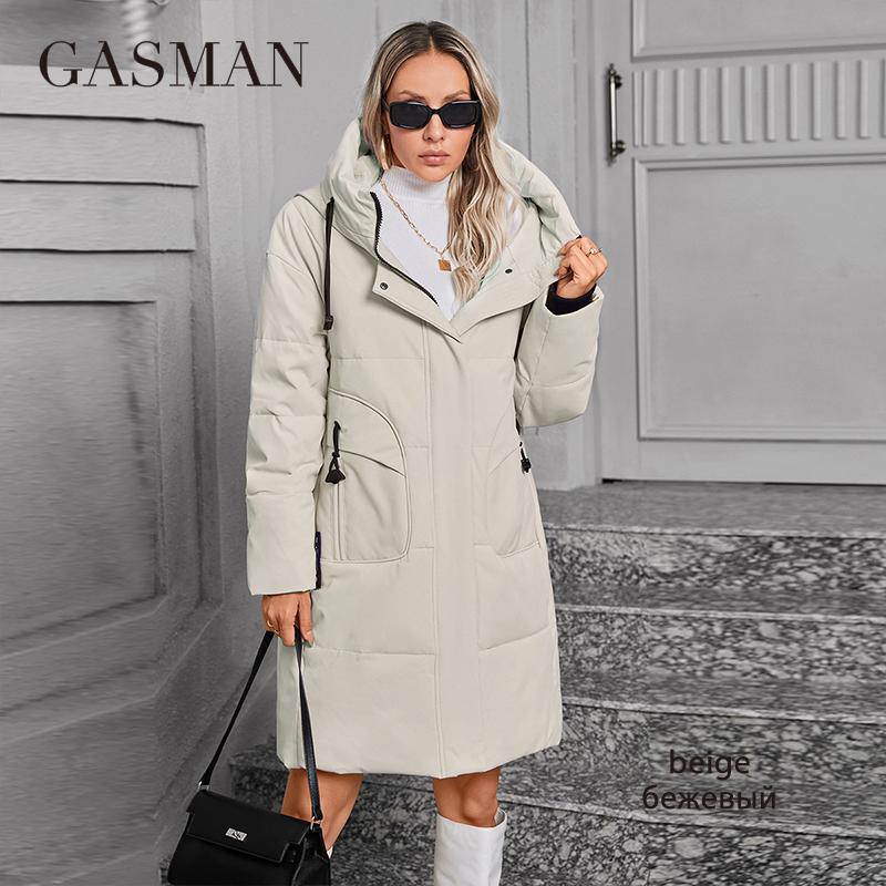 GASMAN 2024 Длинный пуховик зимняя женская куртка-пуховик толстое пальто женская парка с капюшоном теплая женская брендовая хлопковая одежда зима GM-83613