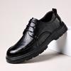 2024 осень новые мужские деловые повседневные кожаные туфли мужские туфли с круглым носком на шнуровке на платформе кожаные туфли среднего возраста 23636