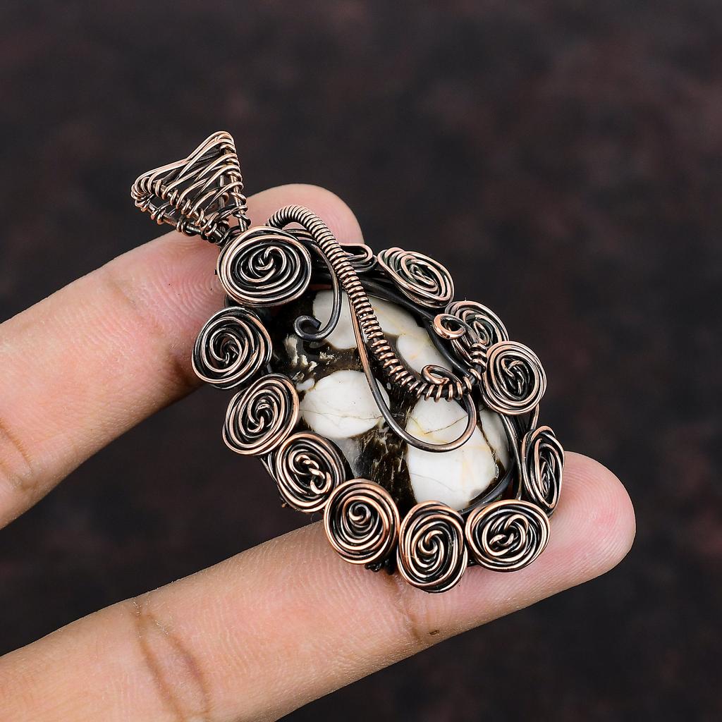 Подвеска из арахисового дерева и яшмы, подвеска из медной проволоки, подвеска из натурального драгоценного камня, ювелирное изделие в медной обертке, подарок для нее, антикварная подвеска ручной работы