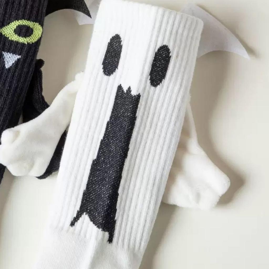 До середины икры, Тыквенные носки, Хэллоуин, Носки для держания за руки, Смешные, Вышитые, Носки со скелетом