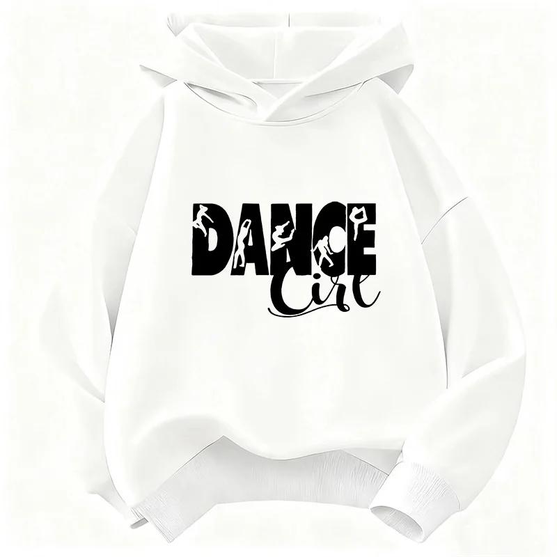 Худи с принтом 'Dance Girl' для детей, детская толстовка с капюшоном, 90-е, для девочек, осенне-зимняя, повседневная