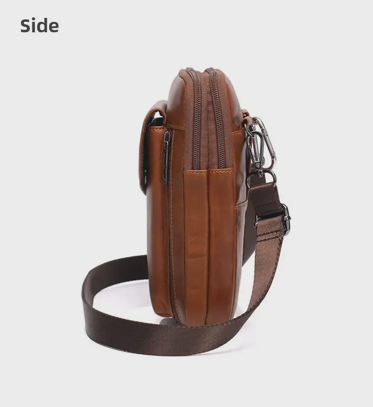 Мужская многофункциональная сумка на пояс для телефона размером 7 дюймов и сумка через плечо из натуральной кожи