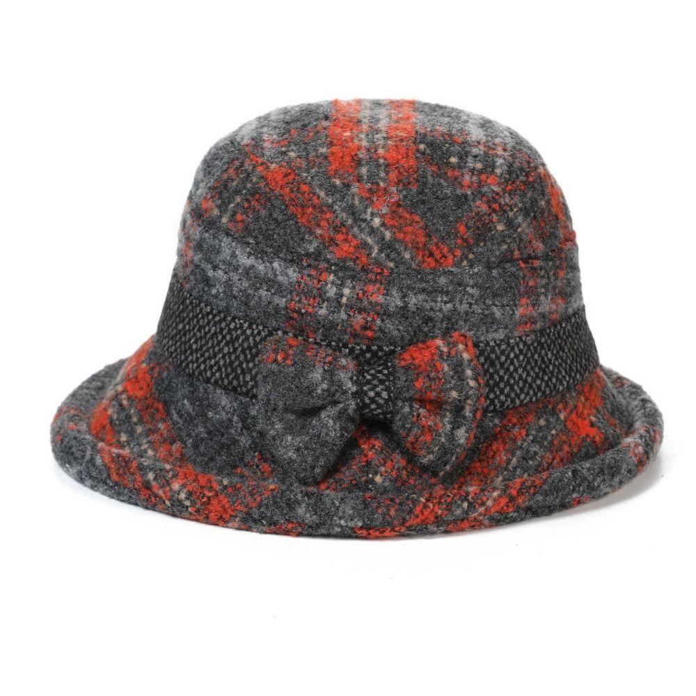 Thickened Warm Fisherman Hat Tweed Bowler Hat Vintage Elderly Beret Autumn Winter Season