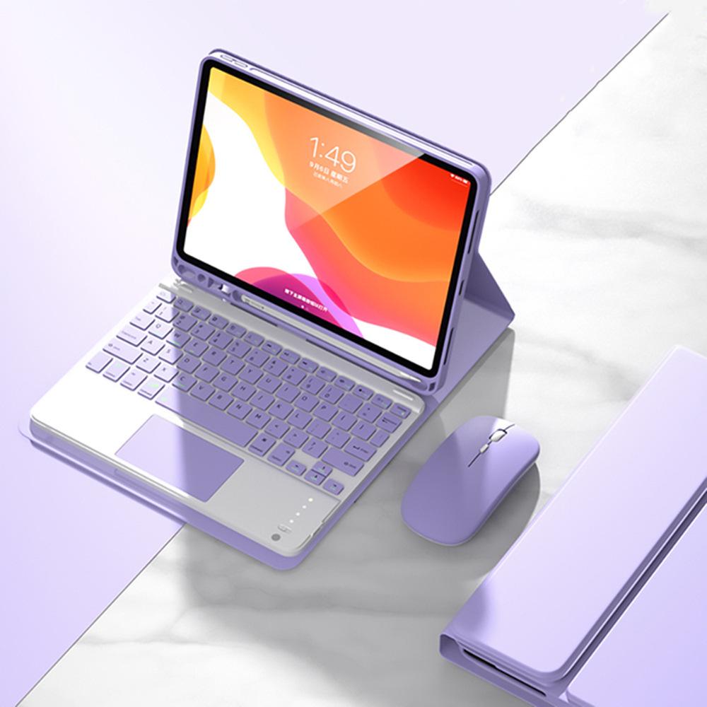 Совместимая с iPad 10-го поколения Bluetooth-клавиатура Magic Touch и защитный кожаный чехол (10,2/10,9 дюйма) для Pro/Air 4/5/6.
