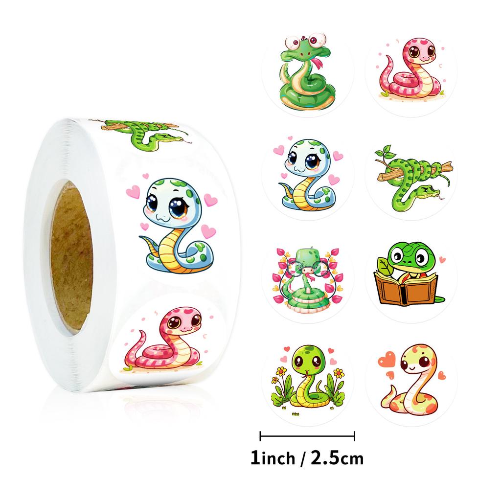 5500 Sheets/roll Cartoon Snake Cute Style Laptop Car Stickers Hand Curtain Decoration Sealing Stickers