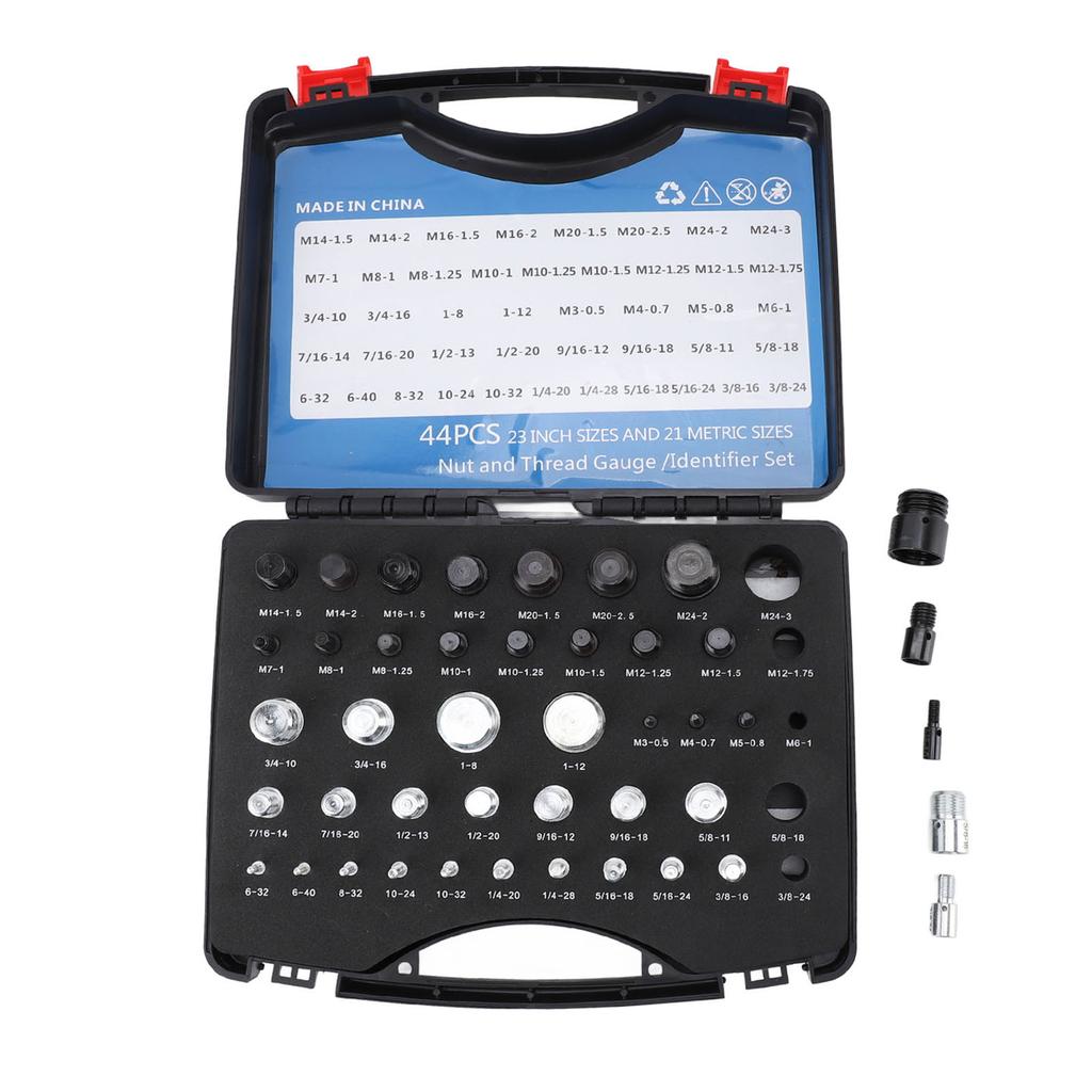 44 шт. метрические гайки и болты для проверки резьбы, дюймовые гайки и болты с футляром для проверки размера
