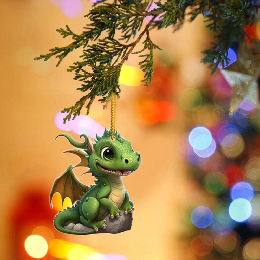 Акриловая Рождественская Подвеска Летающий Дракон Малыш Автомобильное Зеркало Заднего Вида Украшение Автомобиль
