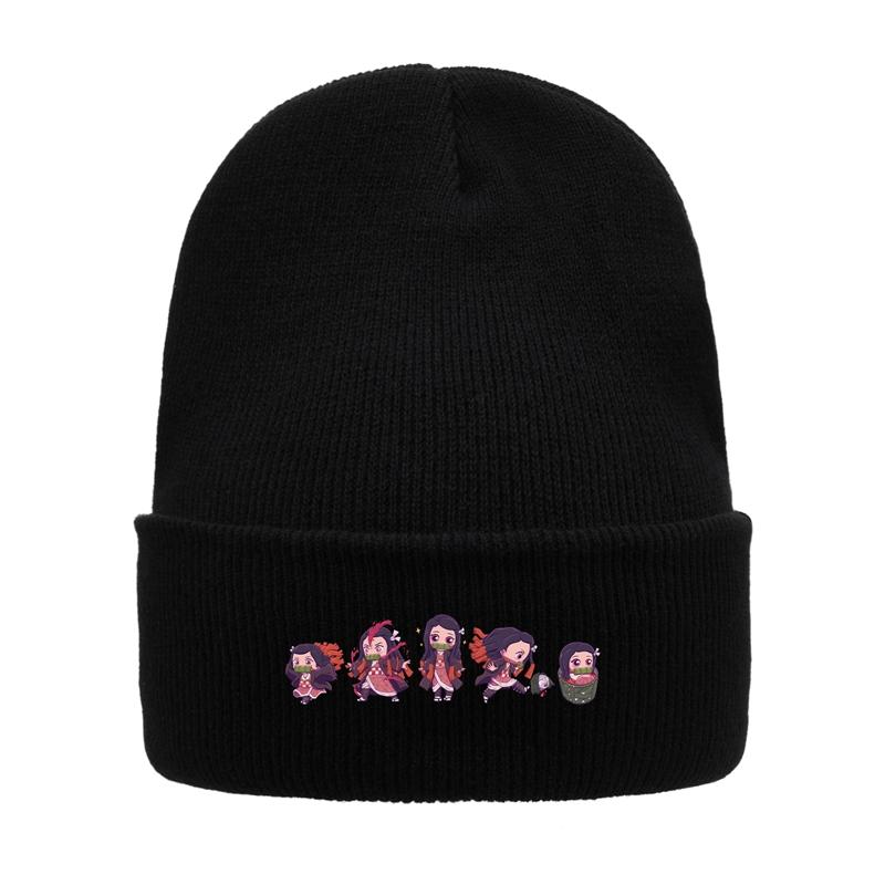Demon Slayer Eyes Knitted Hat For Women Unisex Beanies Winter Hats Polyester Kimetsu No Yaiba Anime Manga Hip Hop Melon Cap