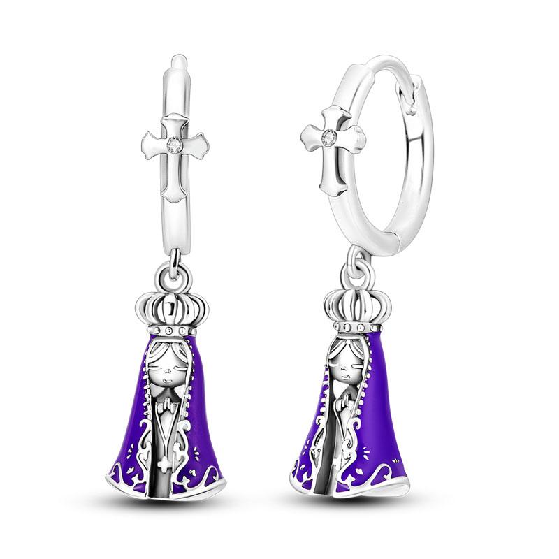 Silver Plated Earrings Flower Feather Hoop Earring Zircon For Women Making Jewelry Gift Dropshipping For Girl Women