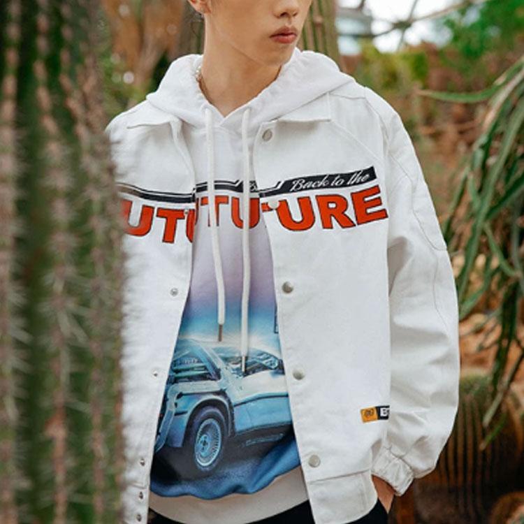 Li-Ning Пуловер с капюшоном с забавным принтом X Universal Studios «Назад в будущее», унисекс, белый AWDRB01-3