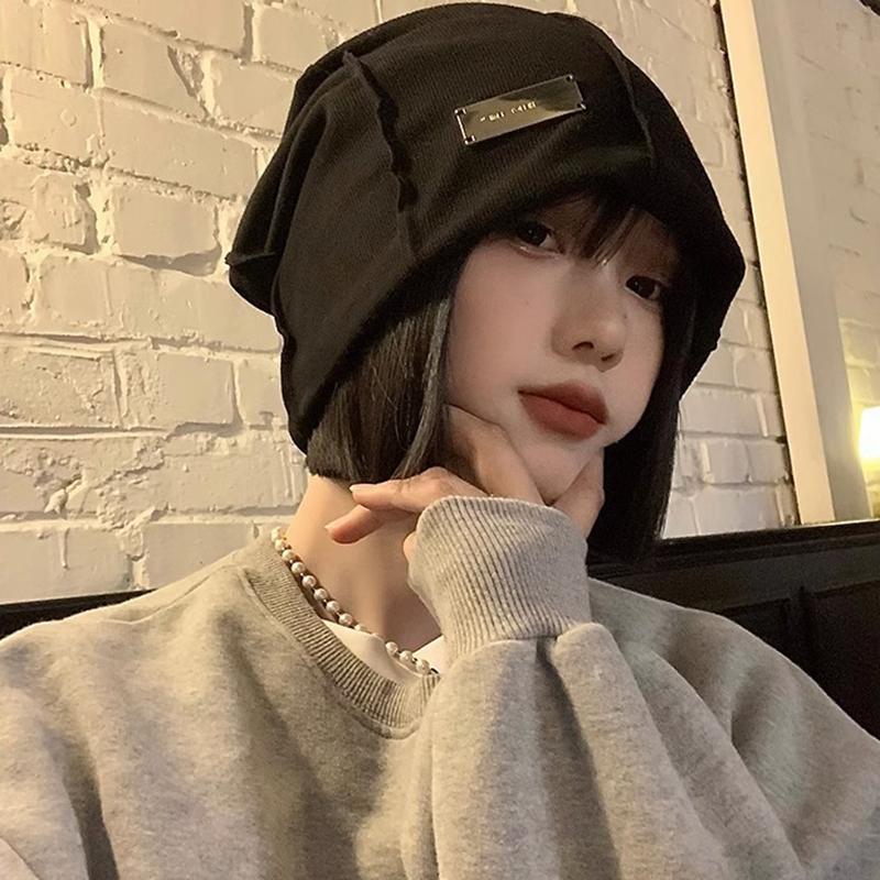 Женская однотонная мешковатая шапка-бини, мягкие хлопковые шапки, весна-осень, хип-хоп, шапки-черепа, уличная теплая шапка-пуловер