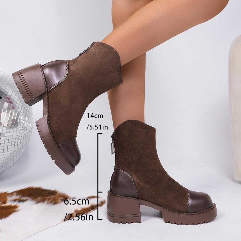 Martin Boots Women's New Autumn and Winter Women's Boots British Style Thick Heel Thick-soled Short Boots French Thin Medium Boots