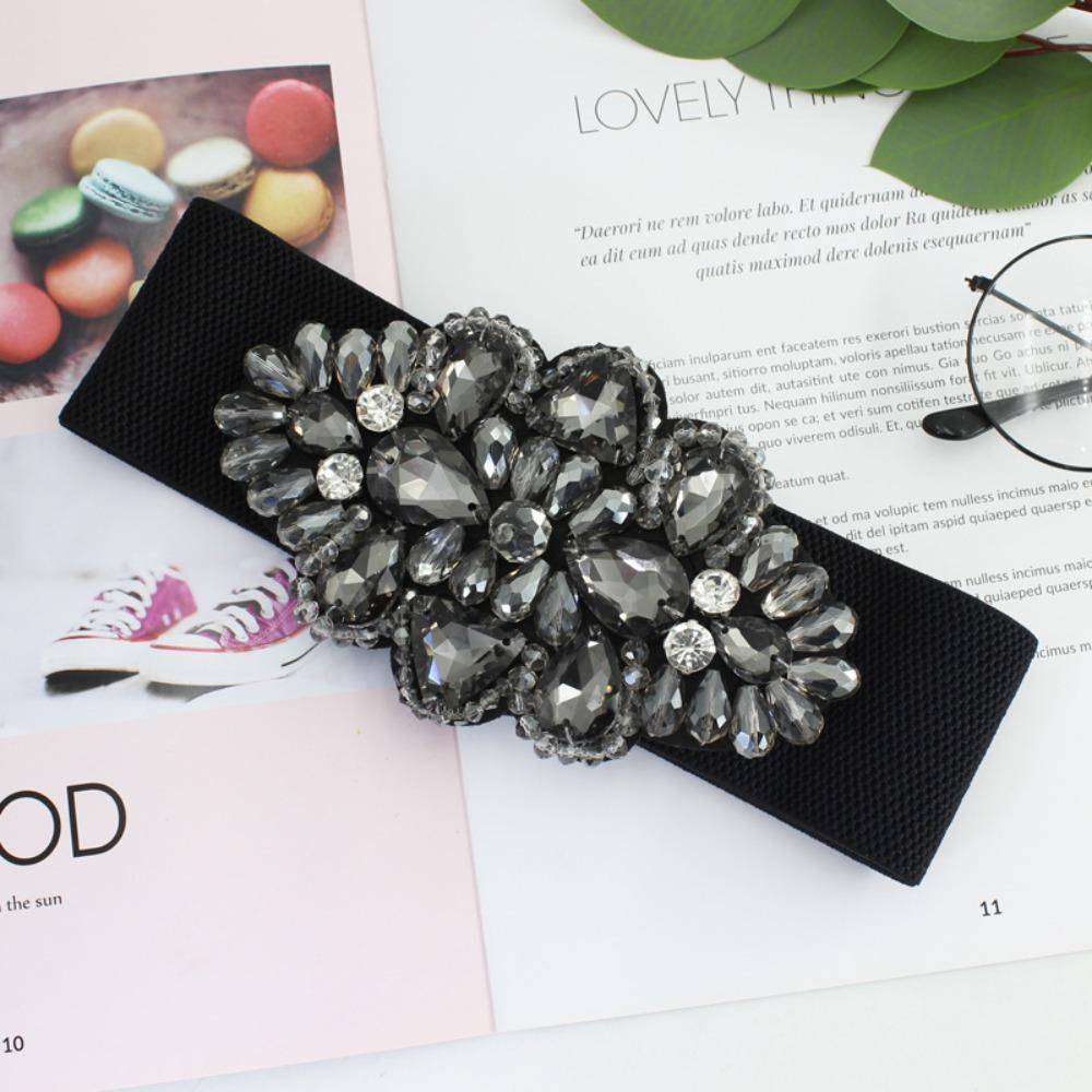 Цветок Женский Пояс Широкий Пояс со Стразами Модный Эластичный Кушак Свитер