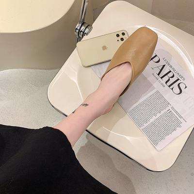 Баотоу полушлепанцы женские 2025 лето новые квадратный носок средний каблук корейская версия женские шлепанцы мюли