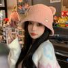 New Autumn and Winter Hat for Women Cute Little Bear Imitation Lamb Velvet Fisherman Hat Warm In Winter To Show The Face Small Pot Hat Trendy