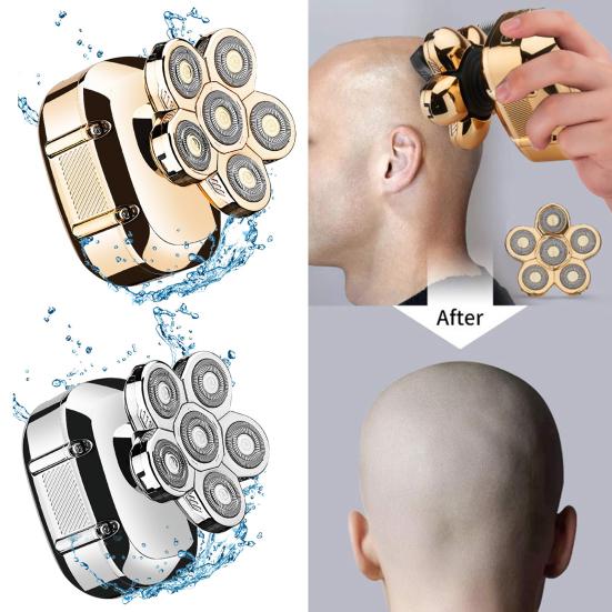 Электрическая бритва с 6 головками, IPX6, водонепроницаемая, из АБС-пластика, перезаряжаемый триммер для усов, инструменты для мужчин, с защитным чехлом для головы и щеткой для чистки