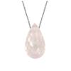 [R3010] - Silver 'Meghan' Silver Rose Quartz Necklace (rhodium) - 15x8mm