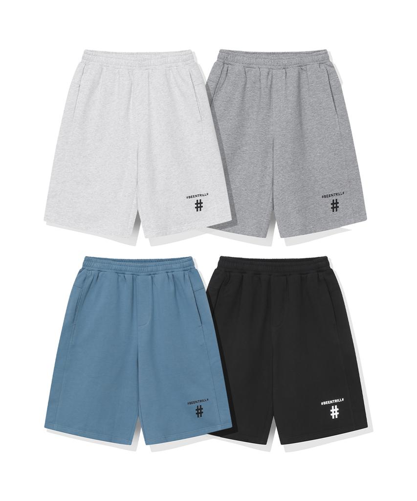 BEENTRILL Standard Hashtag Wide Sweat Shorts (Ice Grey)