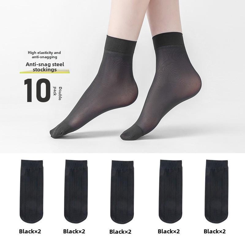 Женские прозрачные нескользящие короткие носки Bonas - весна/лето, тонкий кристаллический шелк, хлопковая подошва, анти-цепляние, износостойкие.