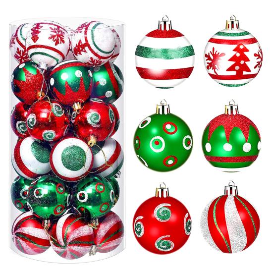 30 шт. Рождественские шары украшения 2,4 дюйма маленькие небьющиеся пластиковые шары рождественская елка подвесное украшение для праздничного венка для вечеринки декор для елки