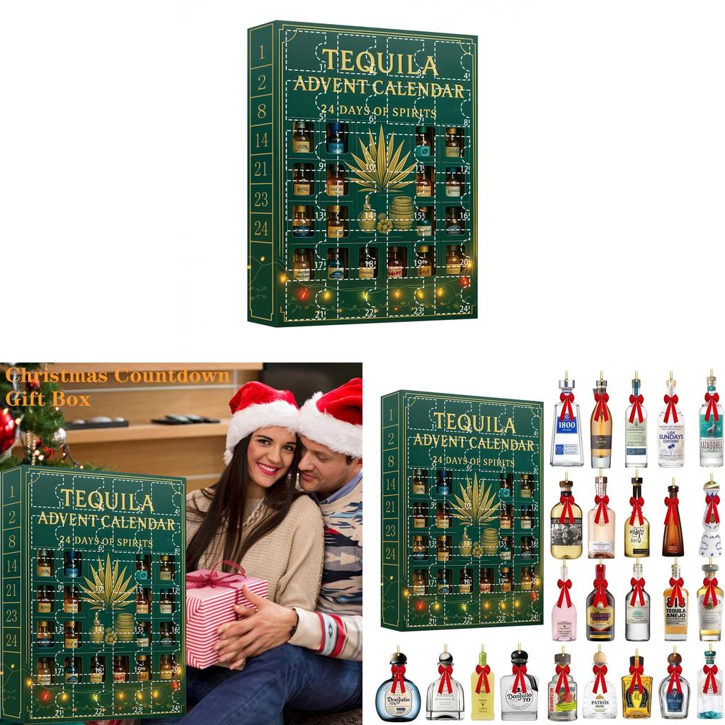 Бутылка текилы Рождественский адвент-календарь с акриловыми плоскими украшениями для обмена подарками на праздник