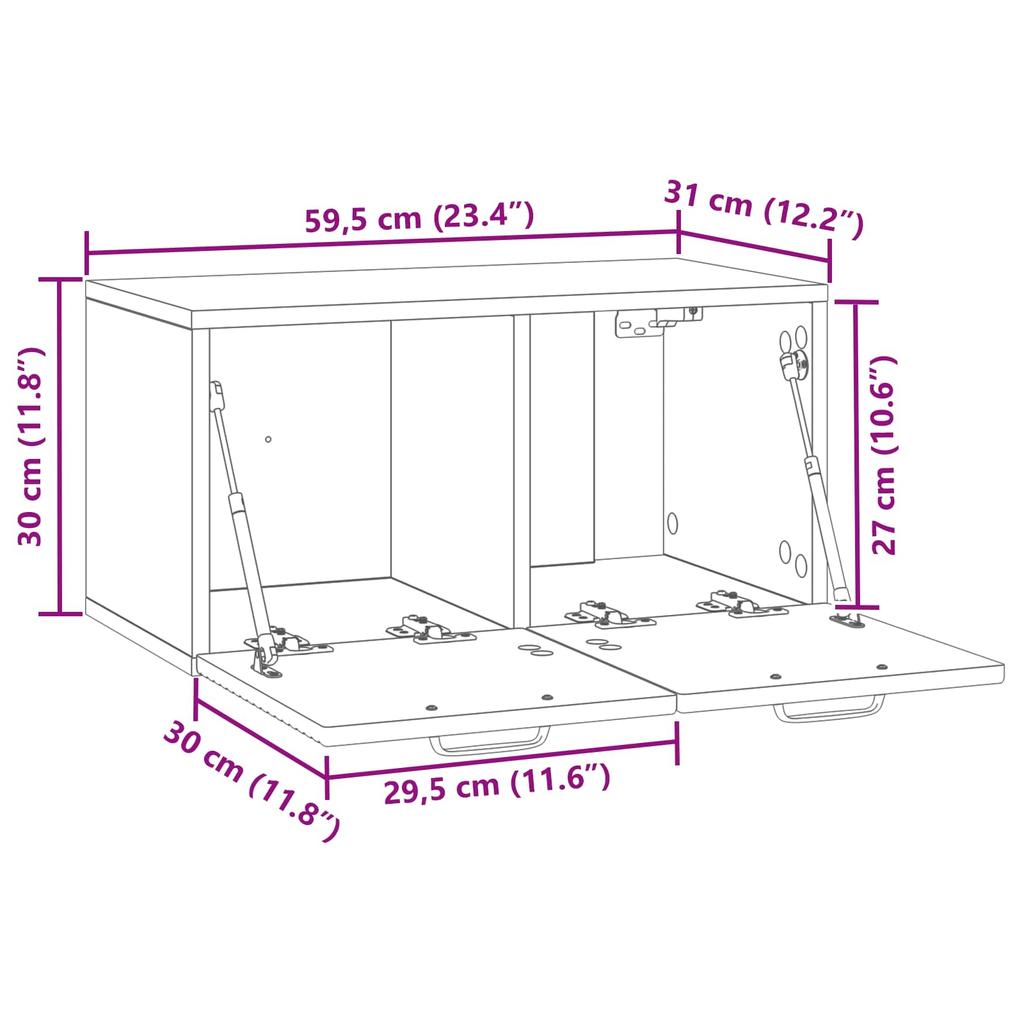 Wall Mounted TV Cabinet Concrete Grey 59.5 x 31 x 30 cm
