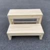 Solid Wood 2-Step Folding Ladder Stool for Household and Balcony Use
