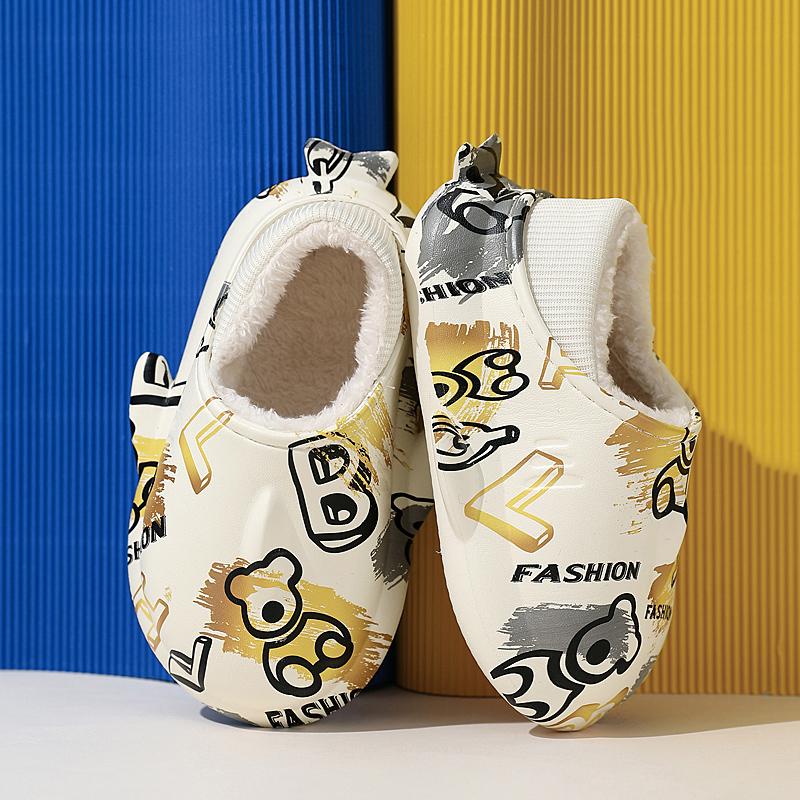 Зимние детские тапочки большого размера на толстой подошве, теплые, хлопковые, для дома, для улицы и дома, хлопковые тапочки 24-35